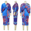 Elegant Women Pleated Patchwork Double Wear Batwing Long Sleeve V-neck Bodycon Midi Maxi Long Dresses Vestidos