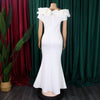 Elegant Women Long Evening Dresses Ruched Off Shoulder Slim Bodycon Mermiad White Dress Formal Party Wedding Guest Gown