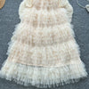 Elegant Embroidered Sequins Long Dresses Autumn Women Layer Ruffles Cake Full Sleeve Evening Party Vestidos Mesh Tulle Long Robe