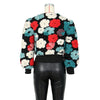 Elegant Women Button Front Floral Appliques Long Sleeve Jacket Thick Warm Winter Streetwear Outwear