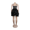 Women Mesh Diamonds Rhinestones Cake Style Big Swing Strap Bodycon Midi Dress Sexy Party Even Dresses Vestidos