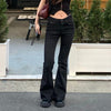 Retro Lace-up Low Rise Pants Streetwear Patchwork Loose Casual for Women Harajuku Straight Trousers Korean