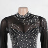 Women Long Sleeve Diamonds Rhinestones High Side Split Mermaid Midi Maxi Dress Even Sexy Party Dresses Vestidos
