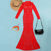 Women Mesh See Though Diamonds Rhinestones Cutout Front Long Sleeve Sexy Party Club Evening Prom Maxi Long Dress