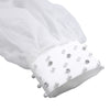 Women Loose Dresses Turn Down Collar with Beading Elegant Office Ladies Occasion Female Casual Long Tulle Sleeves Gowns