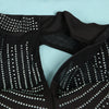 Women Mesh See Though Diamonds Rhinestones Cutout Front Long Sleeve Sexy Party Club Evening Prom Maxi Long Dress