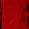 Women Lace Wrap Notched Neck Pleated Blazer Style Dress Office Lady Vintage Sexy Party Three Quarter Sleeve Dresses