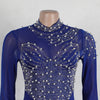 Women Long Sleeve Diamonds Rhinestones High Side Split Mermaid Midi Maxi Dress Even Sexy Party Dresses Vestidos