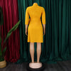Women Lace Wrap Notched Neck Pleated Blazer Style Dress Office Lady Vintage Sexy Party Three Quarter Sleeve Dresses