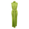 Women O-neck High Split Ruched Stacked Bodycon Midi Maxi Dress Evening Party Club Vestidos Sexy Chic Long Dresses