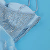 Women Mesh Diamonds Rhinestones Cake Style Big Swing Strap Bodycon Midi Dress Sexy Party Even Dresses Vestidos