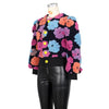 Elegant Women Button Front Floral Appliques Long Sleeve Jacket Thick Warm Winter Streetwear Outwear
