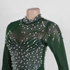 Women Long Sleeve Diamonds Rhinestones High Side Split Mermaid Midi Maxi Dress Even Sexy Party Dresses Vestidos