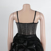 Women Mesh Diamonds Rhinestones Cake Style Big Swing Strap Bodycon Midi Dress Sexy Party Even Dresses Vestidos
