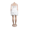 Women Mesh Diamonds Rhinestones Cake Style Big Swing Strap Bodycon Midi Dress Sexy Party Even Dresses Vestidos