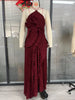 Women Floral Print Pile Neck Flare Long Sleeve Long Dress Elegant Birthday Party Midi Maxi Dresses Vestidos