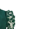 Elegant Women Floral Applique Mesh Long Sleeve Knit Ribbed Sweater Dress Autumn Winter Bodycon Dresses Vestidos