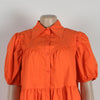 Elegant Women Puff Sleeve Single Breasted Lapel Collar Babydoll Dress Street White Big Swing Loose Smock Shirt Dresses