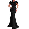 Elegant Women Long Evening Dresses Ruched Off Shoulder Slim Bodycon Mermiad White Dress Formal Party Wedding Guest Gown