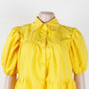 Elegant Women Puff Sleeve Single Breasted Lapel Collar Babydoll Dress Street White Big Swing Loose Smock Shirt Dresses