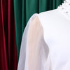 Women Loose Dresses Turn Down Collar with Beading Elegant Office Ladies Occasion Female Casual Long Tulle Sleeves Gowns