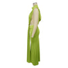 Women O-neck High Split Ruched Stacked Bodycon Midi Maxi Dress Evening Party Club Vestidos Sexy Chic Long Dresses