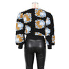 Elegant Women Button Front Floral Appliques Long Sleeve Jacket Thick Warm Winter Streetwear Outwear
