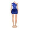 Women One Shoulder Skew Collar Bodysuit + Fur Tassel Bodycon Midi Skirt Dress Set Outfit Two 2Piece Set