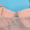 Women Mesh Diamonds Rhinestones Cake Style Big Swing Strap Bodycon Midi Dress Sexy Party Even Dresses Vestidos