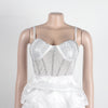 Women Mesh Diamonds Rhinestones Cake Style Big Swing Strap Bodycon Midi Dress Sexy Party Even Dresses Vestidos