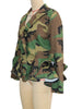 Women Camouflage Ruffles Flare Double Button Jackets Autumn Winter Streetwear Coats Jacket Outwear Outcoat