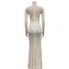 Women Mesh Patchwork Diamonds Rhinestones Bodycon Midi Mermaid Maxi Dress Evening Sexy Party Dresses Vestidos