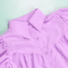 Elegant Women Puff Sleeve Single Breasted Lapel Collar Babydoll Dress Street White Big Swing Loose Smock Shirt Dresses