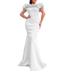 Elegant Women Long Evening Dresses Ruched Off Shoulder Slim Bodycon Mermiad White Dress Formal Party Wedding Guest Gown
