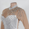 Women Long Sleeve Diamonds Rhinestones High Side Split Mermaid Midi Maxi Dress Even Sexy Party Dresses Vestidos