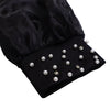 Women Loose Dresses Turn Down Collar with Beading Elegant Office Ladies Occasion Female Casual Long Tulle Sleeves Gowns