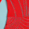 Women Mesh See Though Diamonds Rhinestones Cutout Front Long Sleeve Sexy Party Club Evening Prom Maxi Long Dress