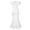 Elegant Women Long Evening Dresses Ruched Off Shoulder Slim Bodycon Mermiad White Dress Formal Party Wedding Guest Gown