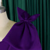 Women Big Bow Shoulder Skew Collar Big Swing Knee Length Dress Belt Street Vestidos Sexy Party Evening Chic Dresse