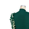 Elegant Women Floral Applique Mesh Long Sleeve Knit Ribbed Sweater Dress Autumn Winter Bodycon Dresses Vestidos
