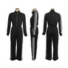Active Women's Set Long Sleeve Striped Sweatshirt+Straight Pants Fall Street Two 2 Piece Sets Outfits Sportwear