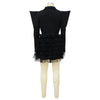 Vintage Women Single Breasted Notched Neck Puff Long Sleeve Mesh Cascading Ruffles Big Swing Blazer Dress Chic Vestidos