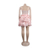 Women Mesh Diamonds Rhinestones Cake Style Big Swing Strap Bodycon Midi Dress Sexy Party Even Dresses Vestidos