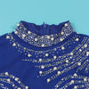 Women Long Sleeve Diamonds Rhinestones High Side Split Mermaid Midi Maxi Dress Even Sexy Party Dresses Vestidos