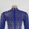 Women Long Sleeve Diamonds Rhinestones High Side Split Mermaid Midi Maxi Dress Even Sexy Party Dresses Vestidos