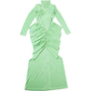 Women High Neck Cutout Back Stacked Ruched Bodycon Midi Maxi Dress Street Sexy Party Education Long Dresses Vestido