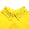 Women Loose Dresses Turn Down Collar with Beading Elegant Office Ladies Occasion Female Casual Long Tulle Sleeves Gowns