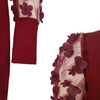 Elegant Women Floral Applique Mesh Long Sleeve Knit Ribbed Sweater Dress Autumn Winter Bodycon Dresses Vestidos