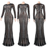 Women Mesh Patchwork Diamonds Rhinestones Bodycon Midi Mermaid Maxi Dress Evening Sexy Party Dresses Vestidos