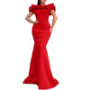 Elegant Women Long Evening Dresses Ruched Off Shoulder Slim Bodycon Mermiad White Dress Formal Party Wedding Guest Gown